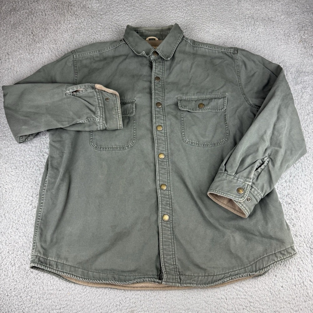 Woolrich Jacket Mens Xl Green Canvas‎ Sherpa Lined Chore Rancher Barn Coat